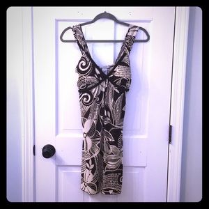 Dress sleeveless , beige and brown , size small